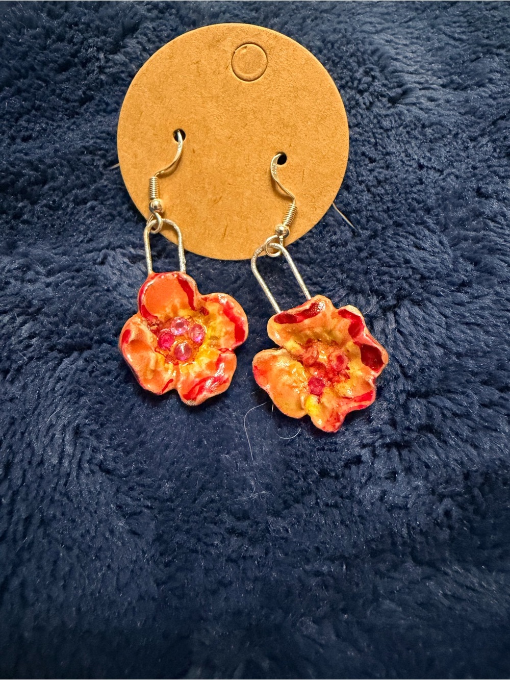 Hand Crafted Red and Orange Floral Drop Earrings - Women Jewelry